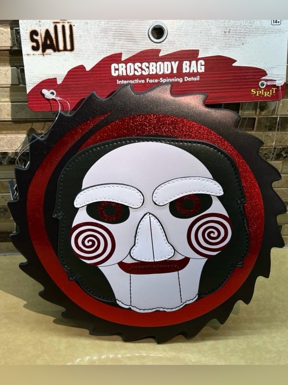 SAW Jigsaw SPINNING FACE Billy the Puppet Crossbody Bag